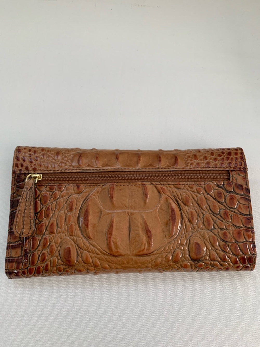 Brahmin Cognac Croc-Embossed Leather Clutch Wallet on Sale - Picture 3 of 10